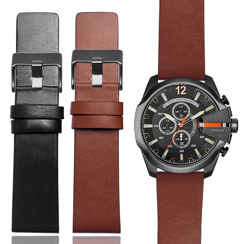 

For DIESEL DZ7332 DZ7314 DZ7311 genuine leather watch with men's and women's bracelet accessories black brown 24mm 26mm 28mm
