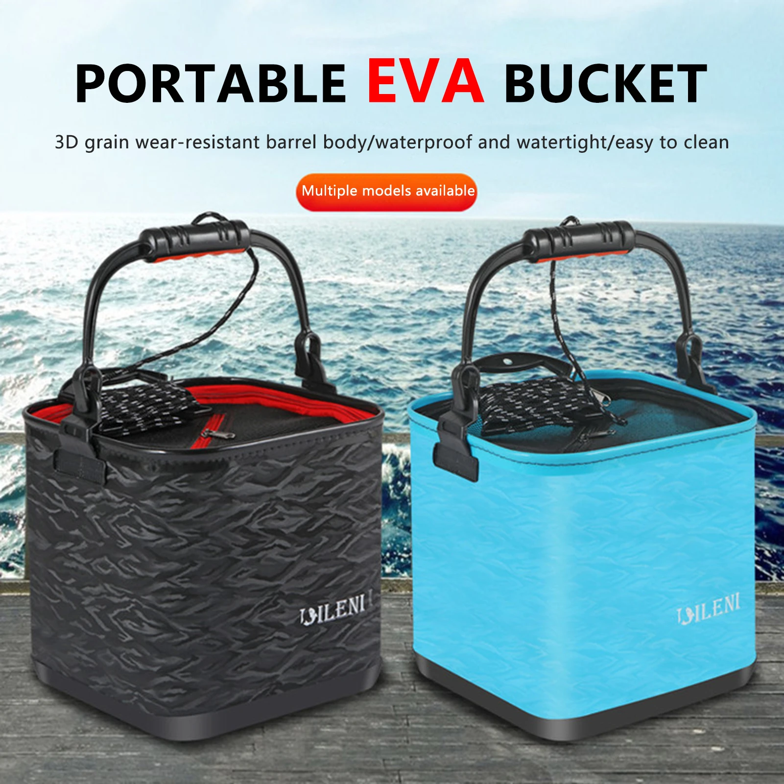 Fishing Bucket,Foldable Fish Bucket, Multi-Functional EVA Fishing