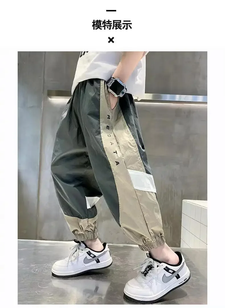 Summer Splicing Boys Pants Children's Mosquito Pants Casual Children Trousers Teenager School Joggers Sports Clothing