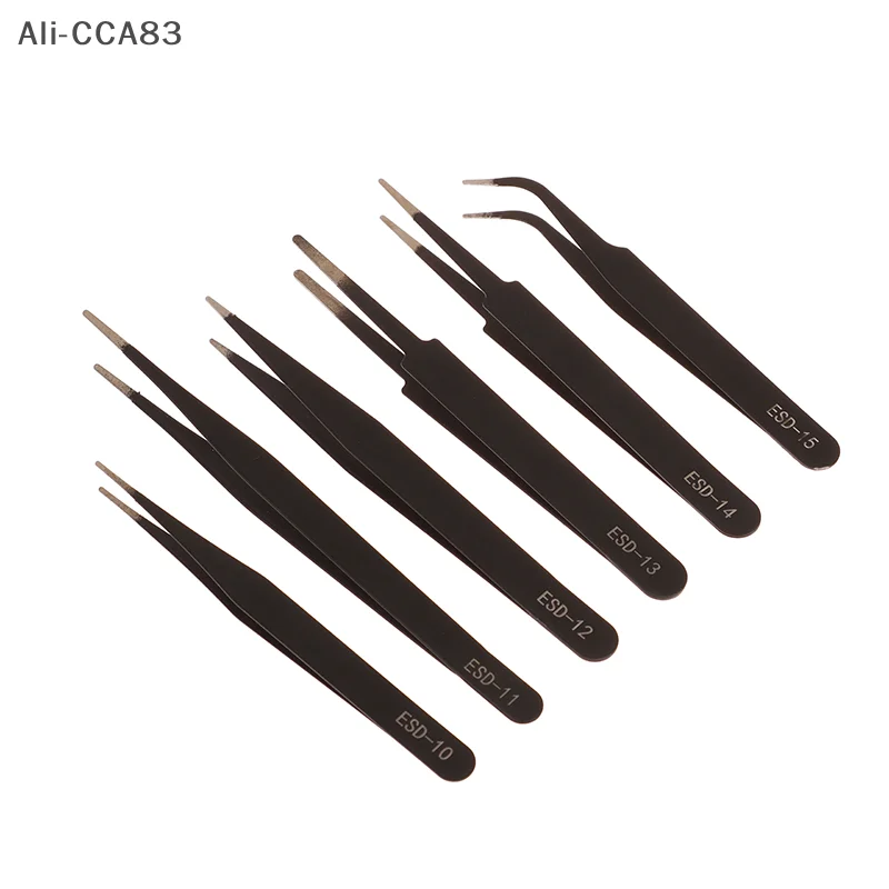 6Pcs/9Pcs Stainless Steel Precision ESD Anti-static Tweezers Set Hand Tool Repair Tool ESD10, ESD11, ESD12, ESD13, ESD14, ESD15 image 4
