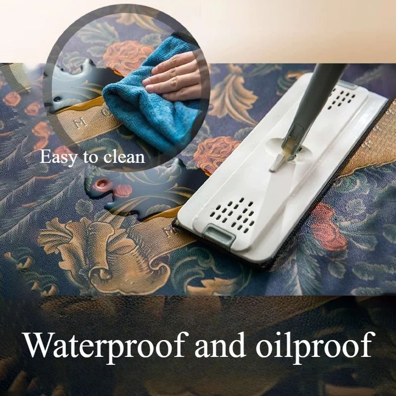 French Bay Window Mats Windowsill Mat Light Luxury High-grade PVC Leather Balcony Mat Waterproof Kitchen Carpet for Living Room 5