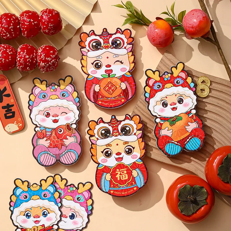 

2024 Dragon Year Red Envelope Chinese Spring Festival Cartoon New Year Gift Bag Creative Laser Film Lucky Money Bag for Children