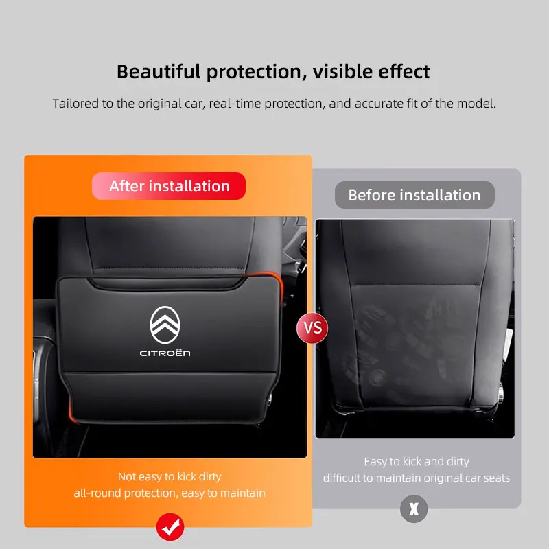 Luxury Car Seat Back Protector: Premium Leather Anti-Kick Mat