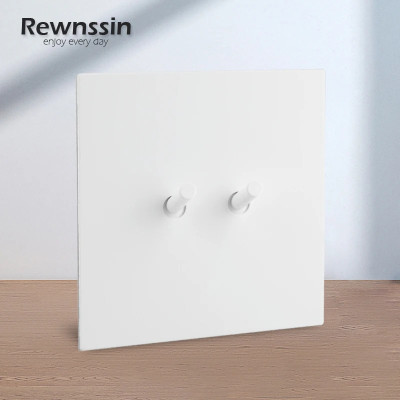 Rewnssineu Applique Da Parete A Levetta Bianca 1 2 3 4 Gang 2/3 Vie 10A Leva Vintage Con Usb Tv Rj45 220V Pannello In Acciaio Inossidabile Vintage