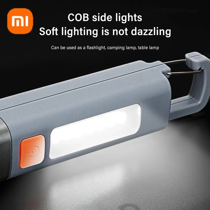 Portable LED Flashlight USB Rechargeable With Hook Zoomable Torch For XIAOMI Outdoor Camping Hiking Long-range Emergency Lantern