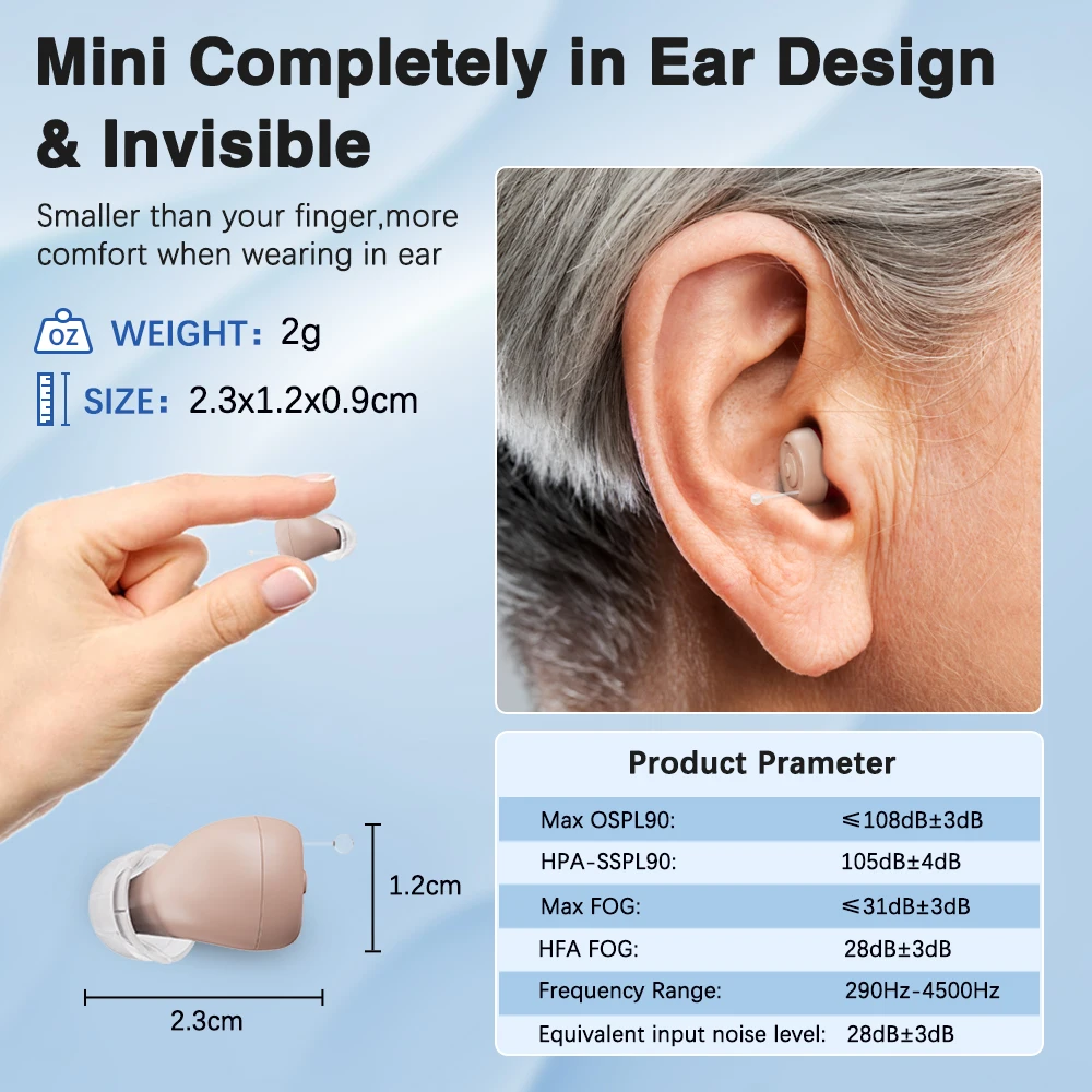 Hearing Aids for Seniors Rechargeable Hearing Amplifiers for Adults Volume Adjustment All-Day Comfort Crystal Clear Sound