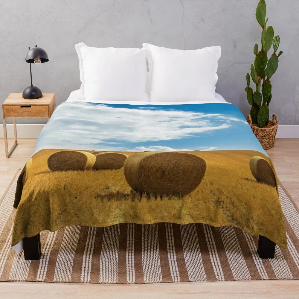 

Bales of hay in the countryside Throw Blanket Blankets Sofas Of Decoration Sofa Throw Plush Cute Plaid Blankets