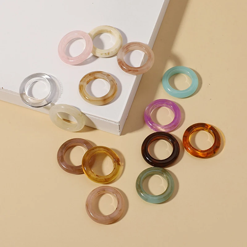 Fashion Korea Colorful Acrylic Rings Vintage Geometric Resin Hoop Rings Retro For Women Girls Party Travel Jewelry Gifts finger ring,ring set,adjustable rings