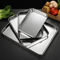 Kitchen Food Storage Tray Stainless Steel Serving Plates BBQ Steamed Spices Buffet Dishes Household Organizers Utensils 2