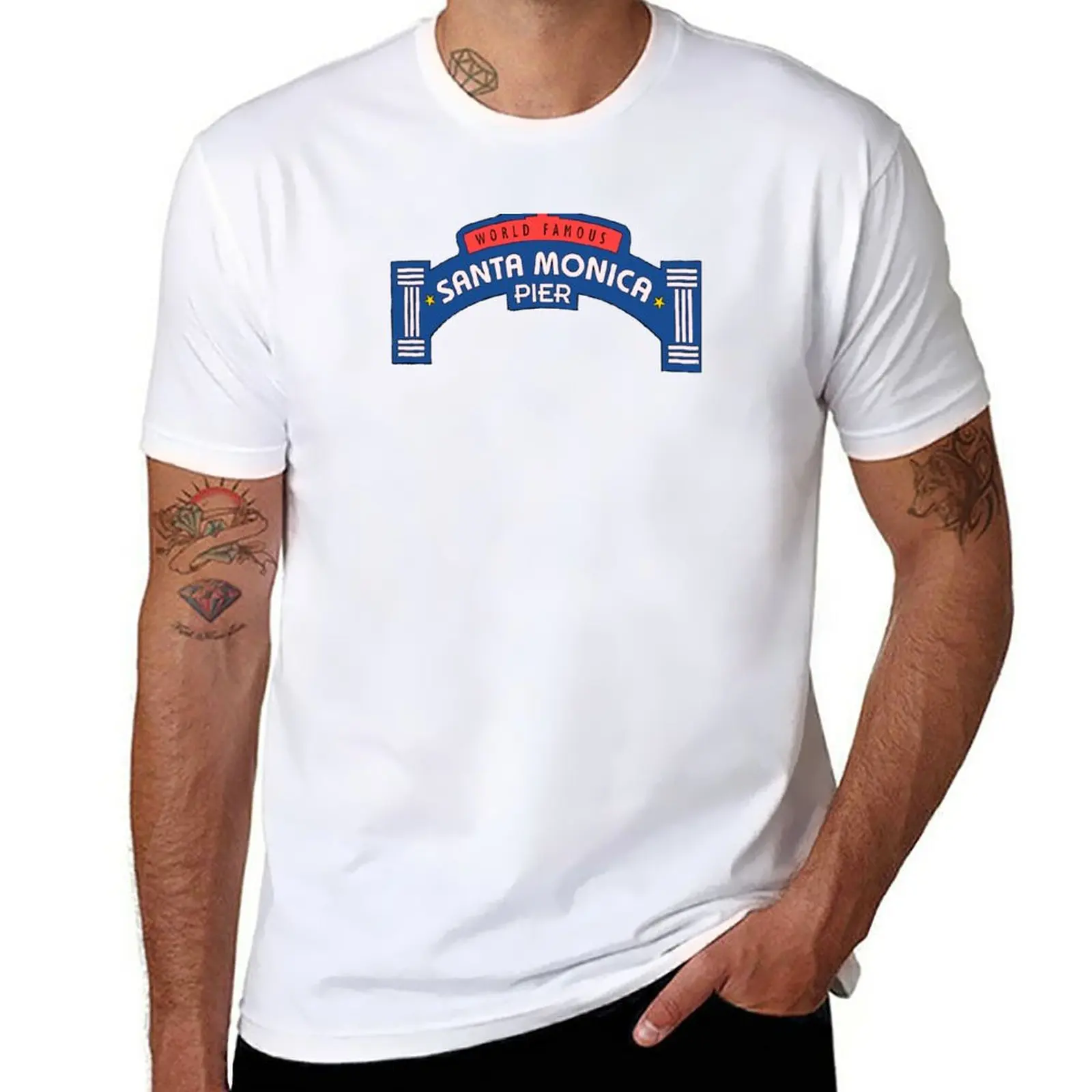 

New Santa Monica Pier T-Shirt summer clothes oversized t shirt mens graphic t-shirts anime