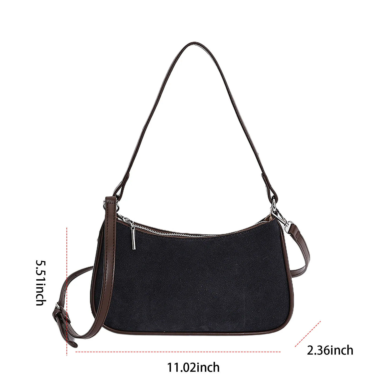 PU Armpit Handbags Purses with Zipper Closure Underarm Bag Saddle Bag Chain with Pendent for Women Ladies Work Travel Commuting