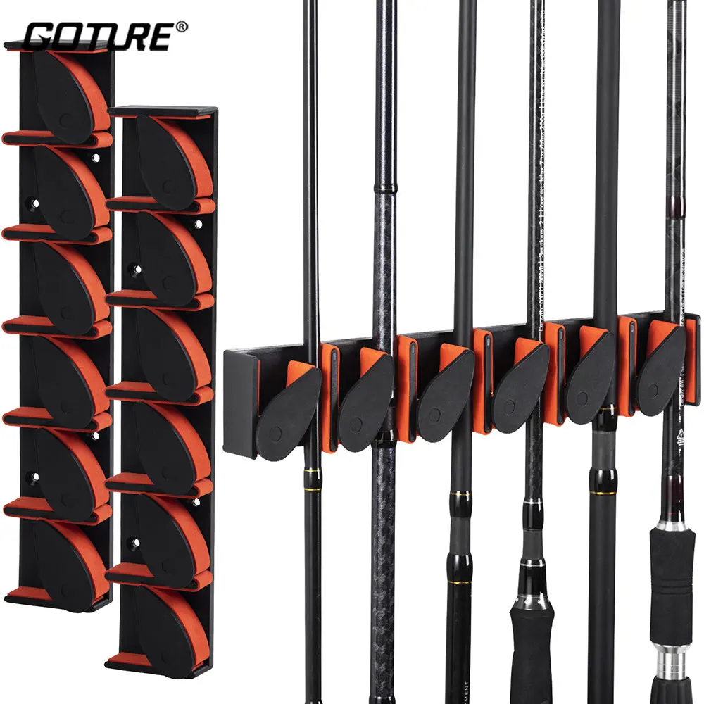 Goture 6-Rod Rack Wall Mount Fishing Rod Holders Vertical Sturdy Space  Saving easy install Pole Holder Fishing Accessories