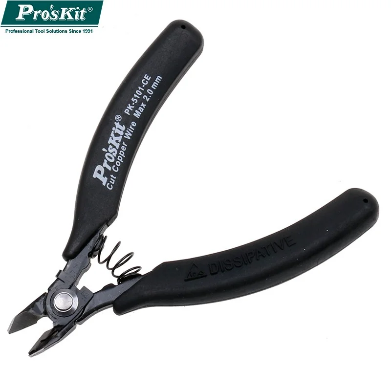 

ProsKit 1PK-5101-CE Precision side cutting pliers with safety clip and conductive handle 125mm anti-static pliers