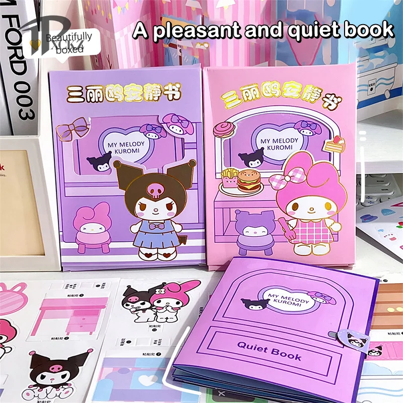 

Бесшумная книга «сделай сам» Sanrio, домашняя книга Kuromi Melody House, самодельные наклейки для игр, рождественский подарок, игрушки