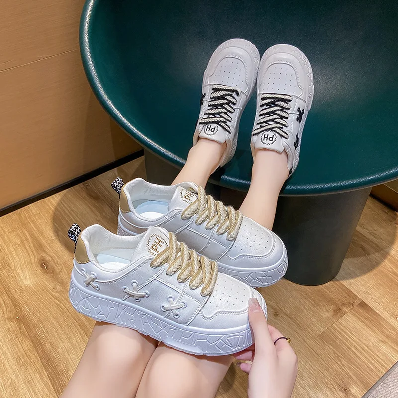 White Sneakers Women Platform Sports Shoes Autumn 2022 New Arrivals Ladies  Running Shoes Tennis Female Flats Vulcanized Footwear