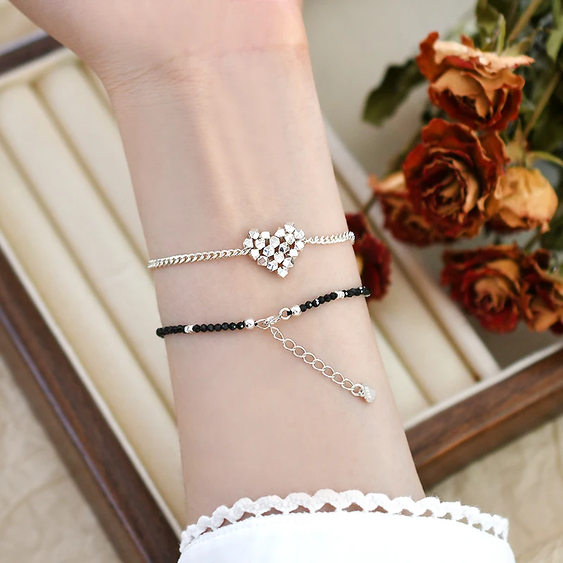 925スターリングシルバーブラックスピネルキュービックジルコニアCzフープイヤリング耳フープセットファインジュエリーギフト用女性用彼女