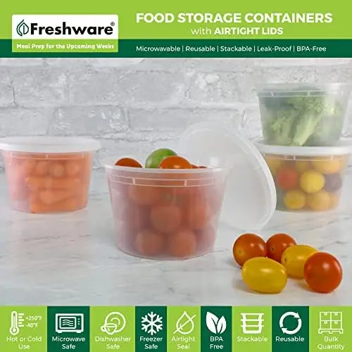 Food Storage Containers with Lids Microwave and Freezer Safe 16 Ounce