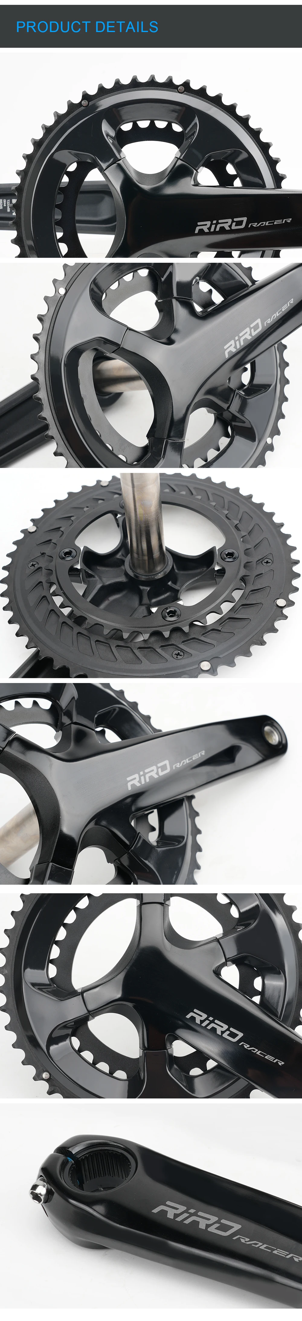 RIRO RACER R9 Rennrad-Kurbelgarnitur Hollowtech Integriertes Design 170 mm 110BCD 34-50T/39-53T Doppelkettenblätter für Superior Stiffne – Detail 9