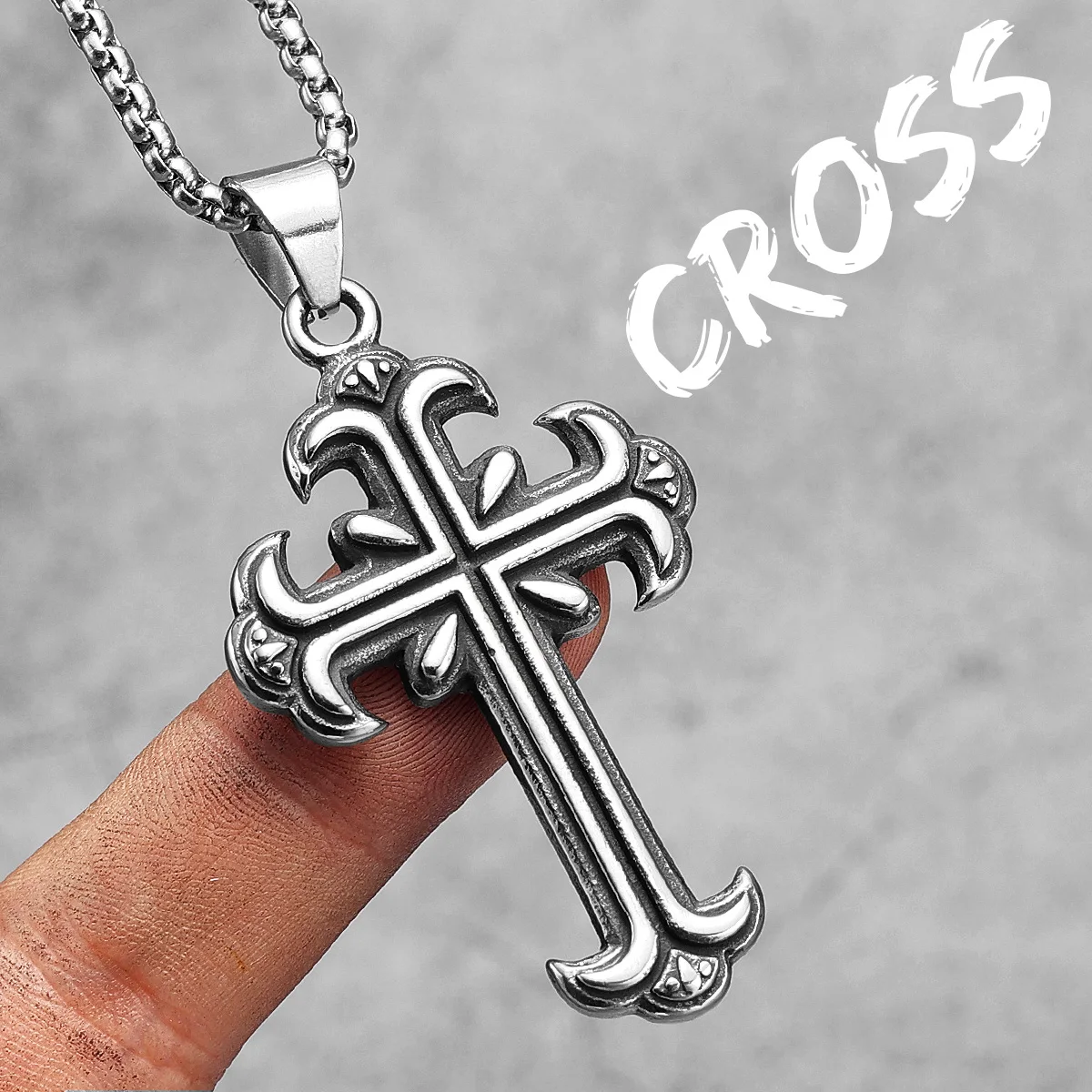Collana Acciaio Inox anallergico croce pendente con swarovski Donna