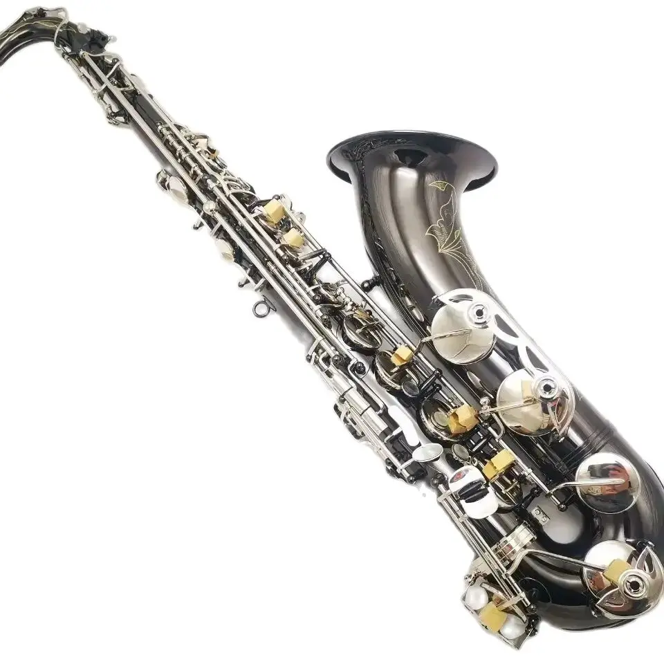 

High Tenor Saxophone Bb Tune Black Nickel lacquered Woodwind Instrument With Case Accessories Free Shipping