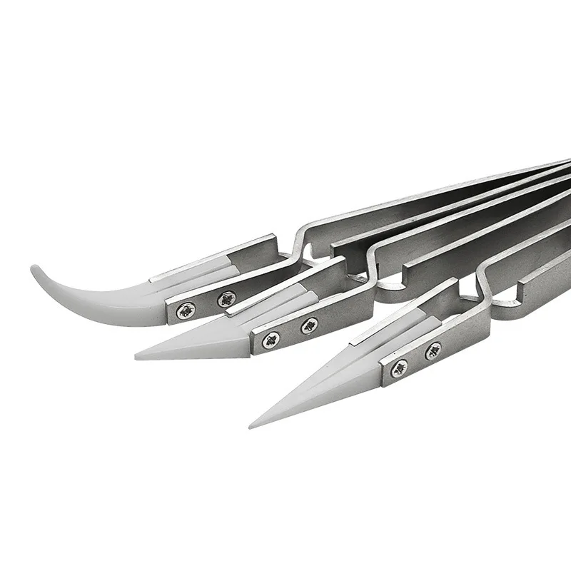 3Pack Ceramic Straight Tip Electronic Soldering Tweezers Anti Static Reverse Resistant Precision Chuck Ceramic Tweezers forcep Precision tweezers tweezer tool esd anti static tweezers soldering tweezers ceramic tweezers