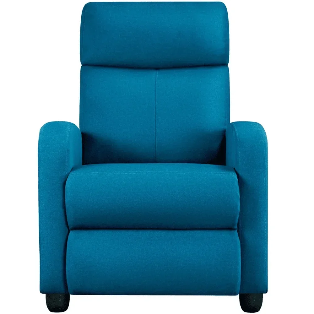 

Fabric Push Back Theater Recliner Chair with Footrest, Blue Chairs Living Room Single Sofa Chair