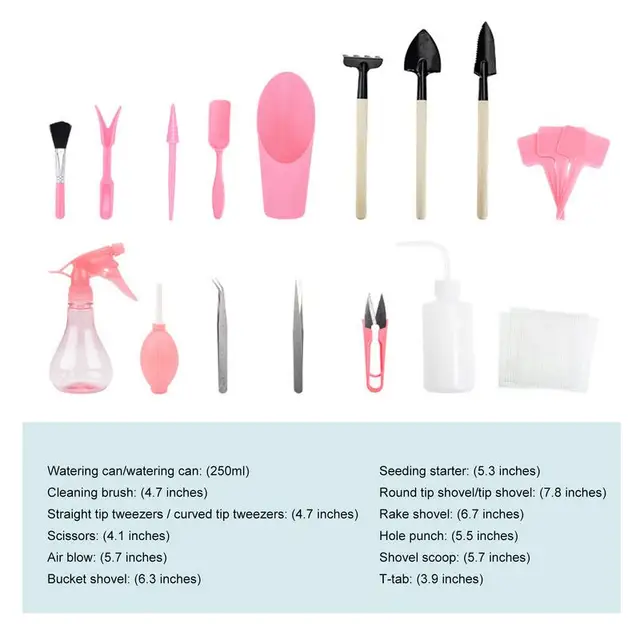 Zamatos Kertészeti Szerszámkészlet 14/16 Pcs Mini Kerti Ültetvénykészlet Bonsai Szerszámok Fekete Cserepes Kaktusz Housein Tenyésztési Eszközök - Image 6