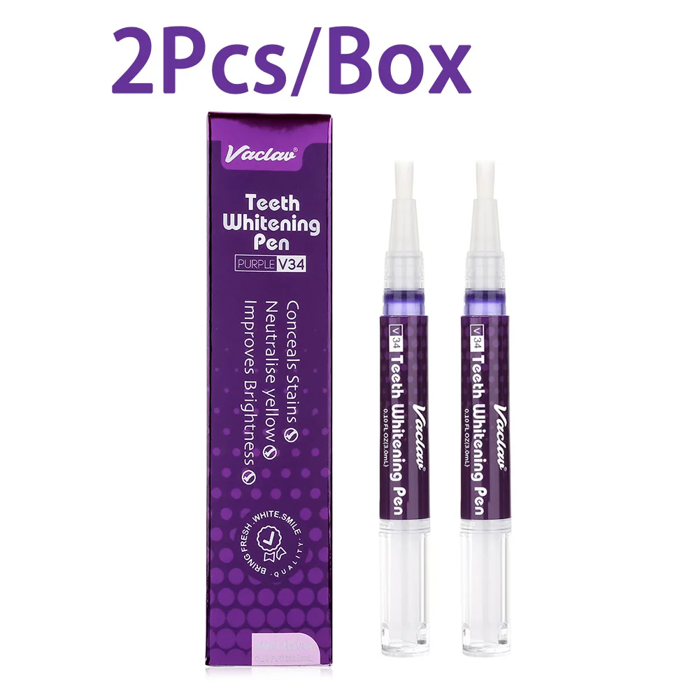 1/2/3/4pcs Purple Teeth Whitening Pen V34 Strong Dazzling White Whitening Tooth Pen Remove Tooth Stains Plaque Oral Care Tools