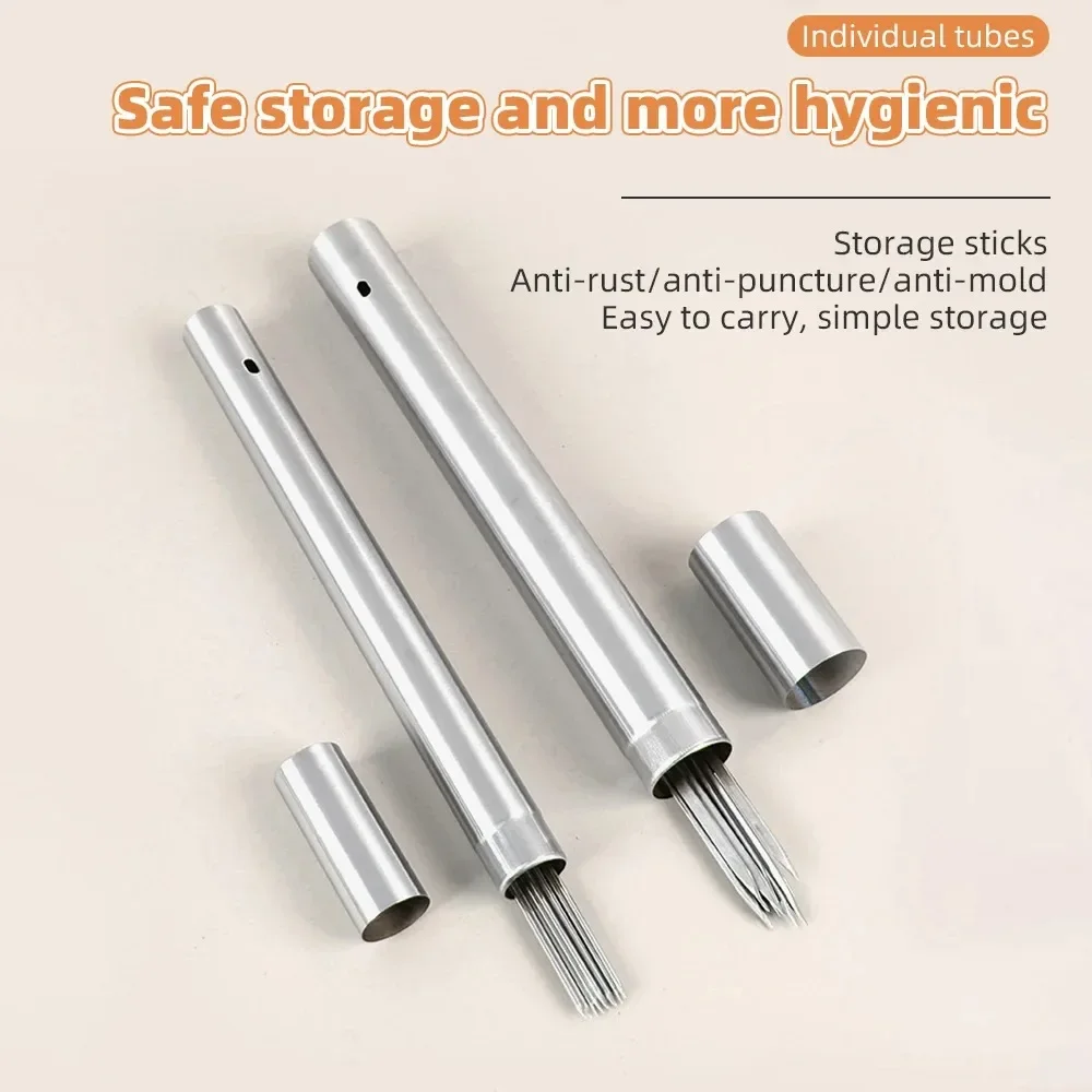 Stainless Steel BBQ Skewers 10/15Pcs with Oil Brush Reusable for Outdoor Camping Picnic Tools Cooking Tools