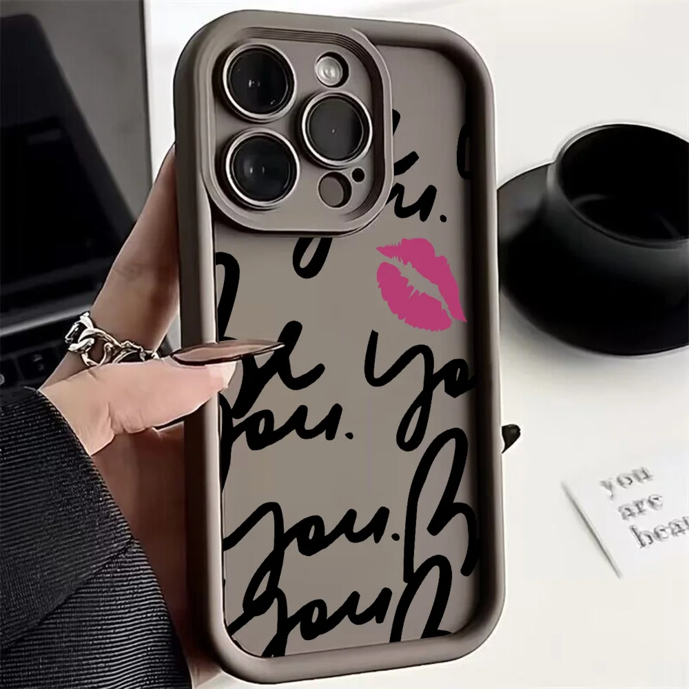 English Writing Lip Print Phone Case