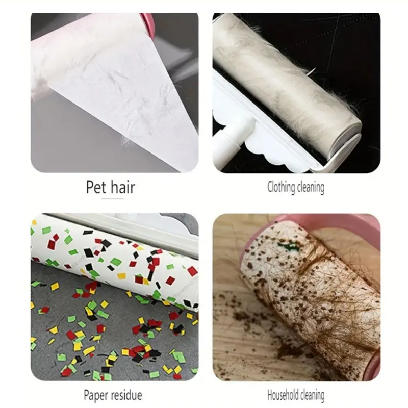 Lint Remover Pet Hair Remover Lint Roller 40/60pcs Disposable Tear Sticky Roller Pet Drum Type Hair Cleaning Clothes Hair Removal Brush Dust Removal Brush