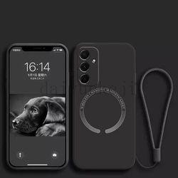 Magnetic Wireless Charging Silicone Soft Phone Case with Magsafe Compatibility - Galaxy A35 (Black)