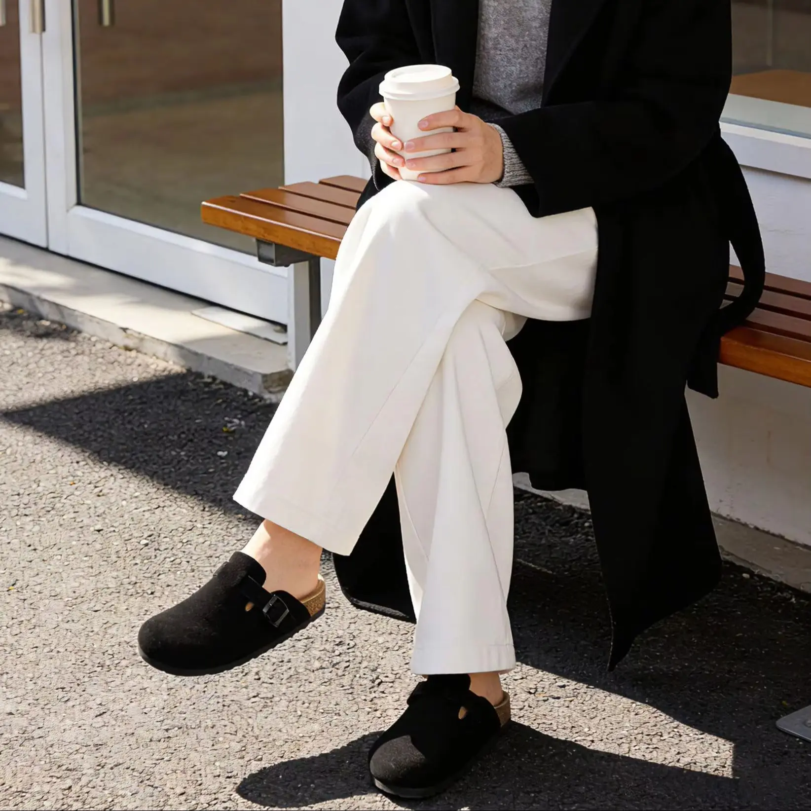 Unisex Fashion Cork Suede Clogs with Adjustable Buckle