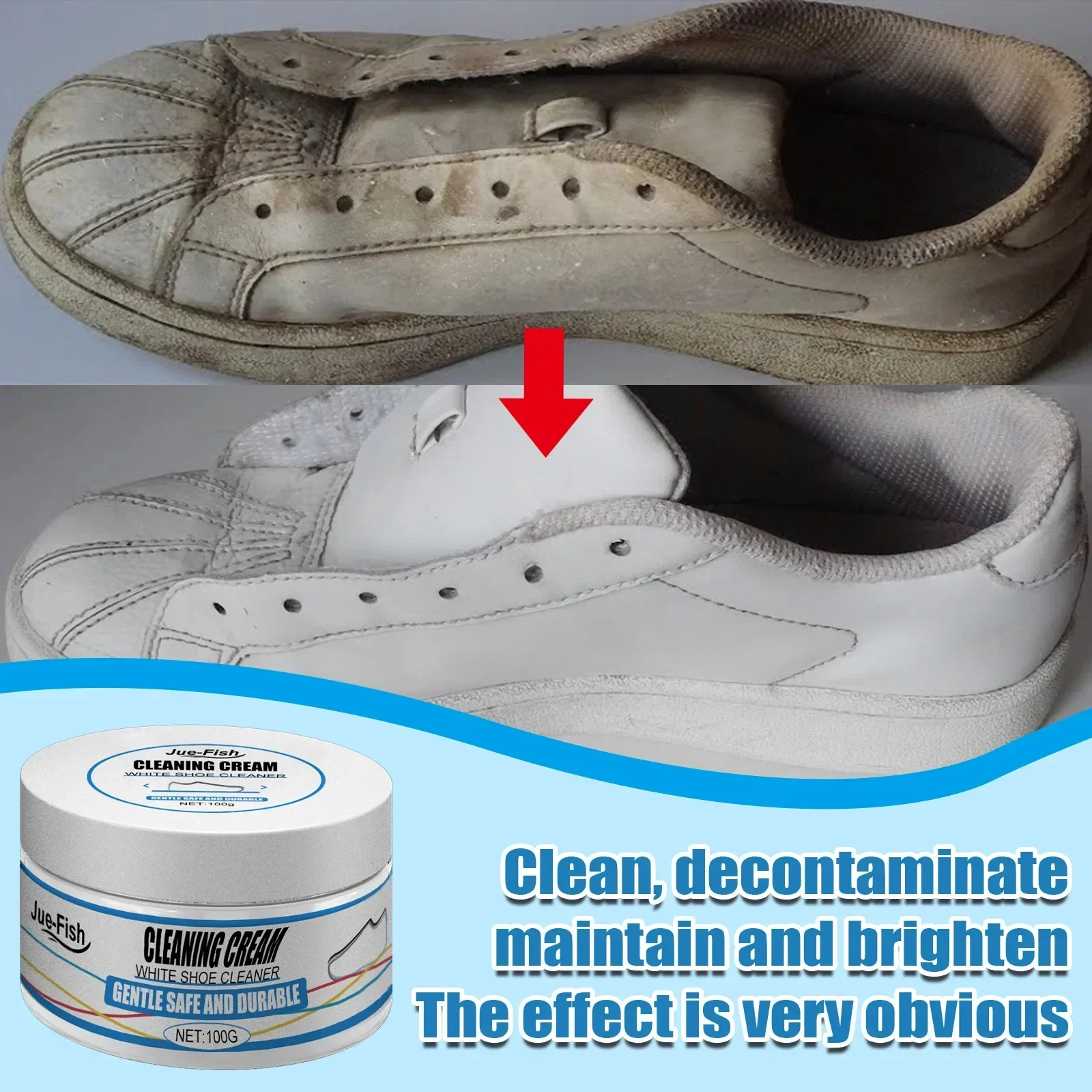 1pc Cleaning Cream with Sponge Multipurpose Cleaning and Stain Removal Cream White Sneake Shoes Free Wash No Yellowing 4