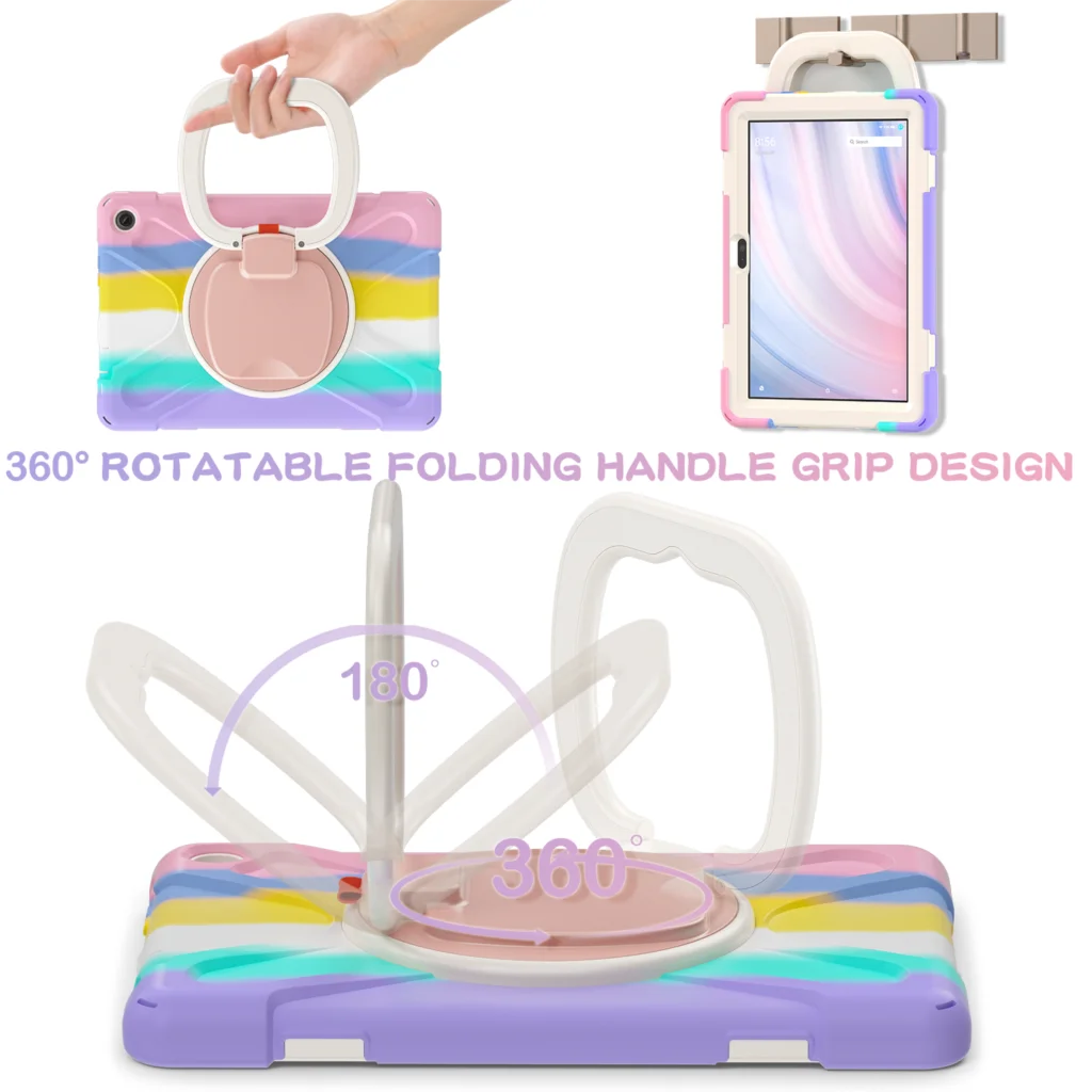 360° Rotating Multi-Layer Protective Case with Shoulder Strap and Handle Grip