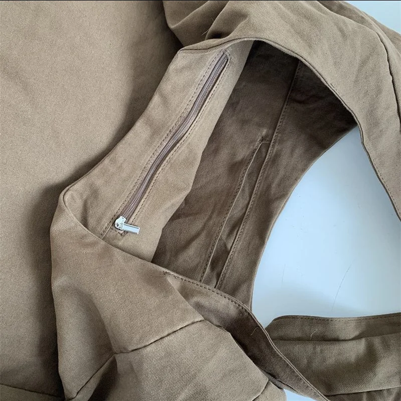 Sac à bandoulière en toile pour femmes, grande capacité, sacs à bandoulière en toile, sacoche Hobos rétro à la mode, sac à main de couleur unie pour femmes