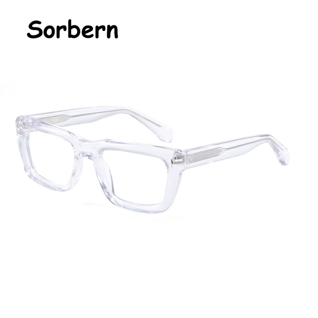 JM Mage Design 두꺼운 프레임 안경 남성 여성 Clear Crystal Acetate Oversized Square Eyeglasses