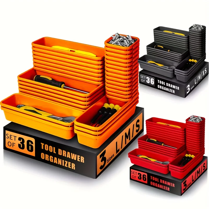 36-Piece Customizable Desk Drawer Organizer Set with Interlocking Trays