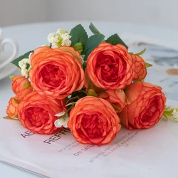 Elegant White Silk Peonies for Home and Event Decoration (Orange)
