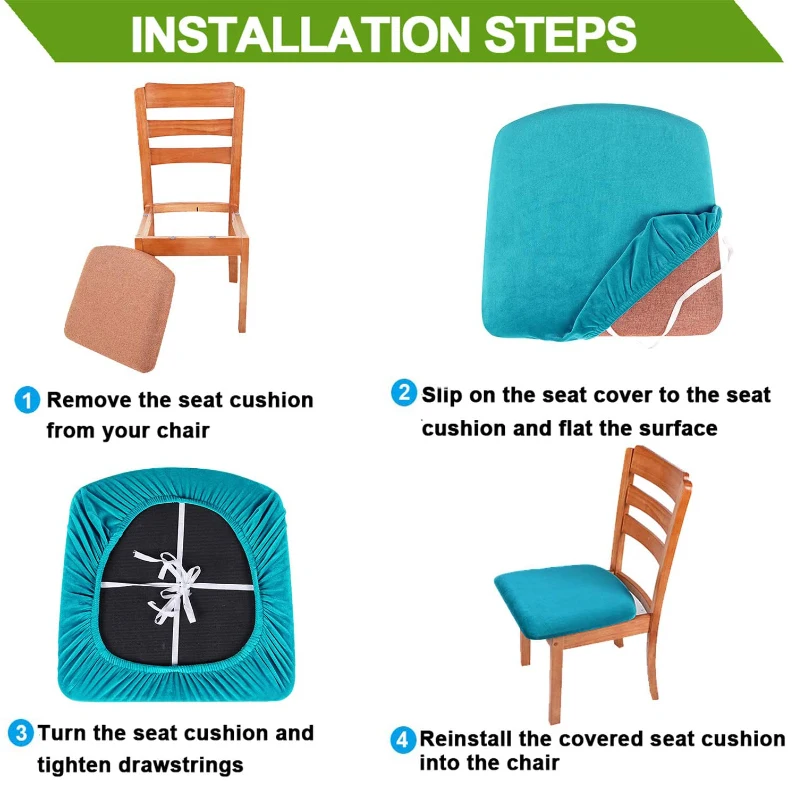 Chair Cover 1 Piece Waterproof PU Fabric Stretch Seat Cushion Cover Big Elastic For Dining Home Party