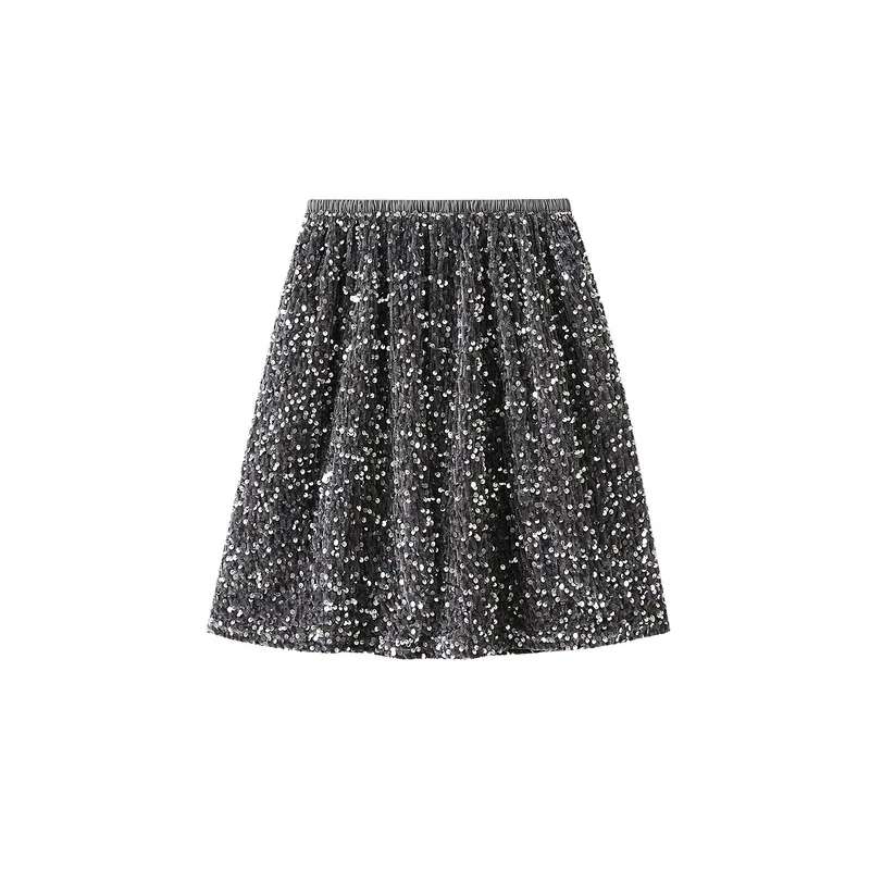 Sexy A-Line Wrapped Hip Short Women's Sequin One Step Skirt, High-End Veet Anti Glare Half Skirt 9035