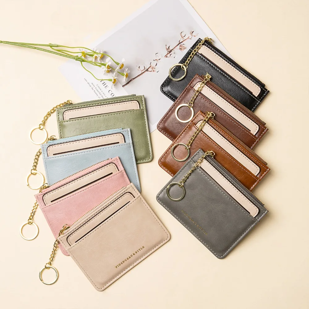 Ultra-thin Small Bank Card Multi Card Slot Holder Wallet Women Men Credit Bag Male Holder Solid Leather Wallet