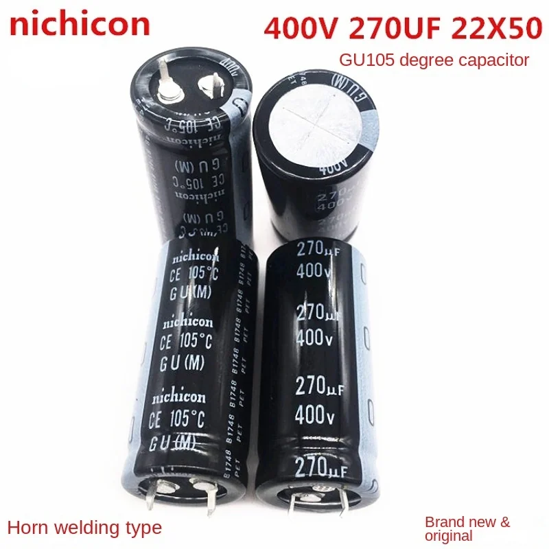 1PCS 400V270UF 22X50 nichicon aluminum electrolytic capacitor 270UF 400V 22*50 GU 105 degrees