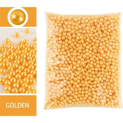 Round Shape Assorted Size ABS Pearl Beads for DIY Crafting and Jewelry Making (Golden 15)