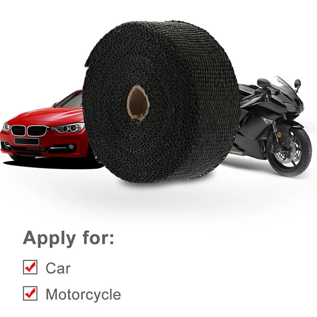 1 rollo de tela aislante para motocicleta, cinta térmica para calefacción  de escape, banda térmica para motocicleta, cinta aislante térmica, cinta de