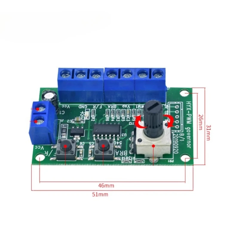 Variateur de Vitesse Moteur CC 12V 24V 36V 48V 20A, Contrôleur PWM avec Frein