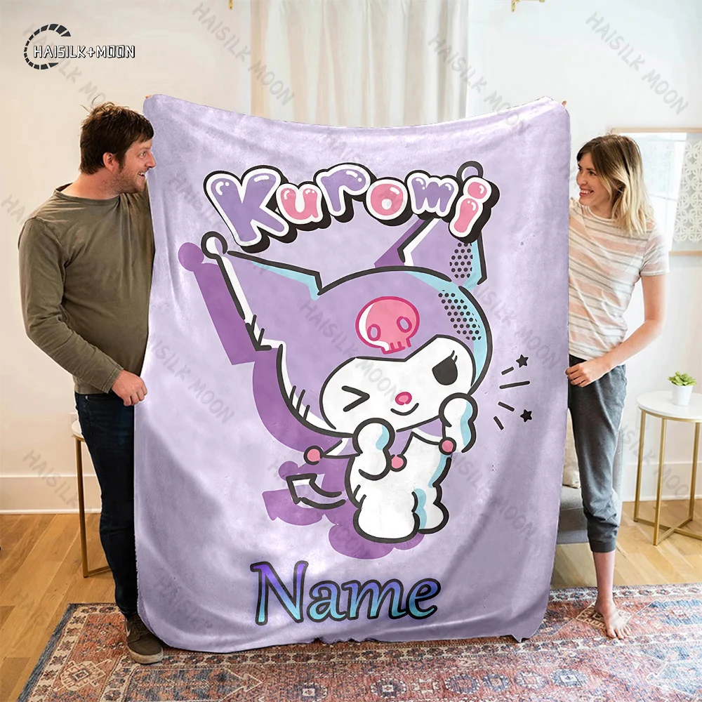 Customized Name Personalized Blanket Sanrio Kuromi Printed Blanket Soft and Comfortable Home Travel Adult and Warm Blanket 6