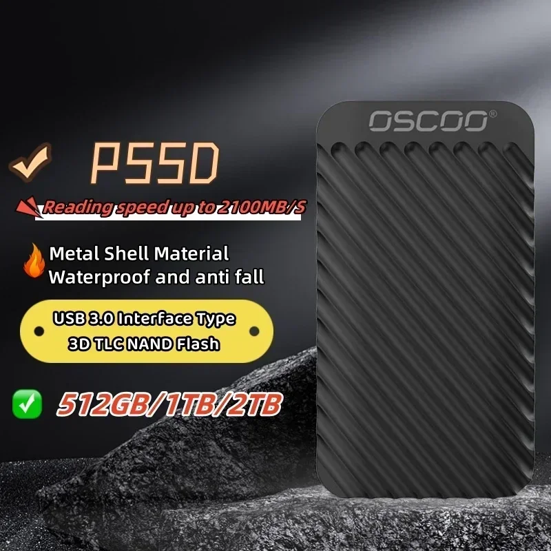 

OSCOO Portable SSD 512GB 1TB 2TB PSSD SMI2320 External Hard Drive 2100MB/S USB3.2 PSSD for Laptop Computer