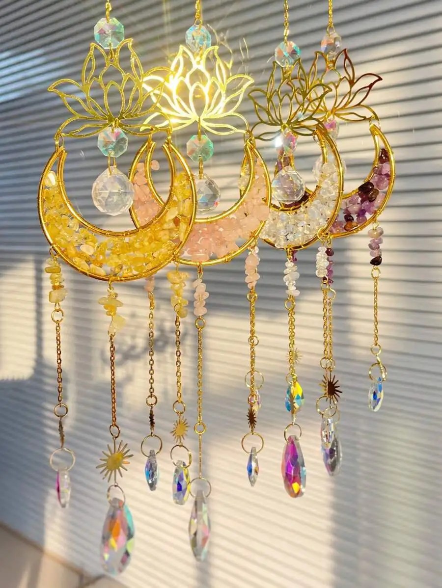 Sun Catcher Crystal Pendant Sun Catchers Window Ornament 1pc colored crystal Moon Catcher garden decoration window hanging suitable for weddings and home embellishments