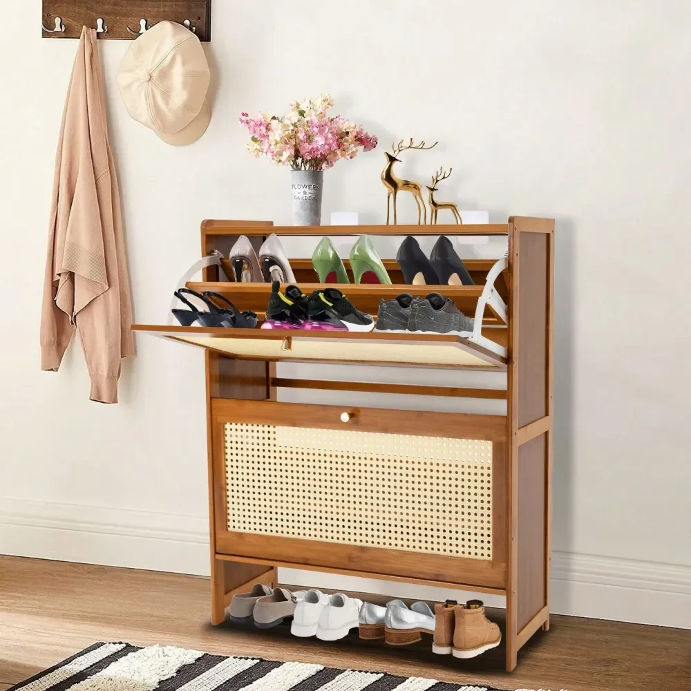 Handgefertigter Schuhschrank Mit Rattan-klappfächern Für Flur_voghion.com